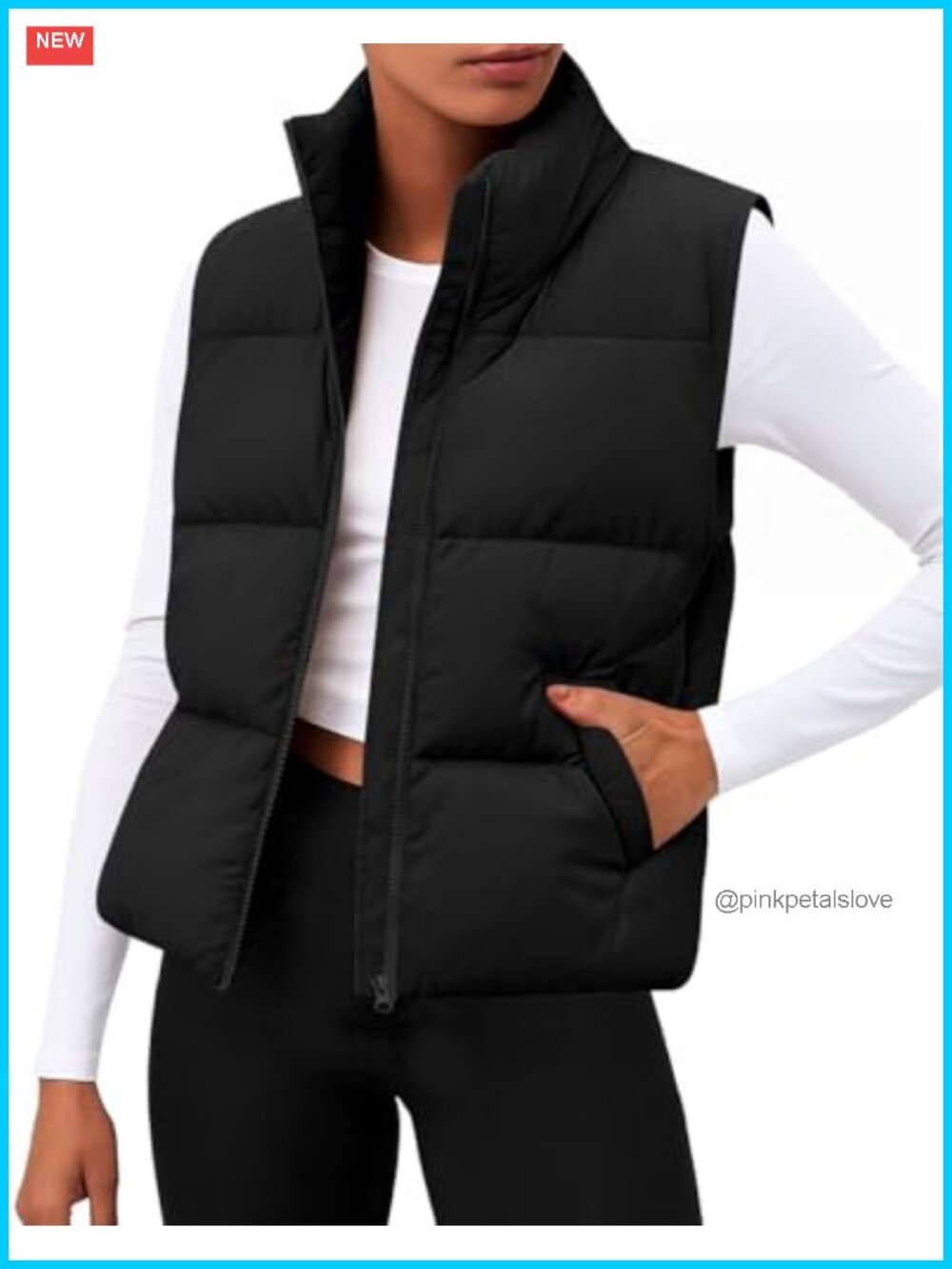 Women's Quilted Puffer Vest Cropped Sleeveless Zip Winter Warm Coat
